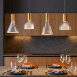 Lampadari Cucina-Selezionato da Mazzolaluce Lampadario per cucina moderna vetri fume struttura oro