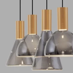 Lampadari Cucina-Selezionato da Mazzolaluce Lampadario per cucina moderna vetri fume struttura oro