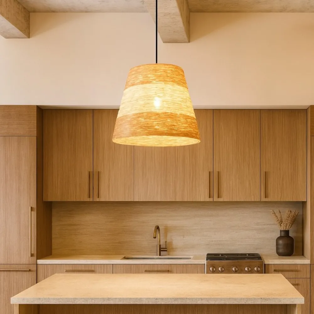 Lampadari Cucina-Selezionato da Mazzolaluce Lampadario per cucina moderna 30 cm in materiale naturale
