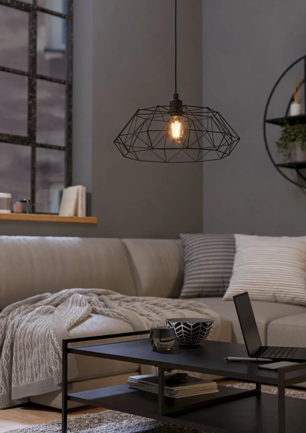 Lampadari Cucina-Eglo Lampadario per cucina nero carlton