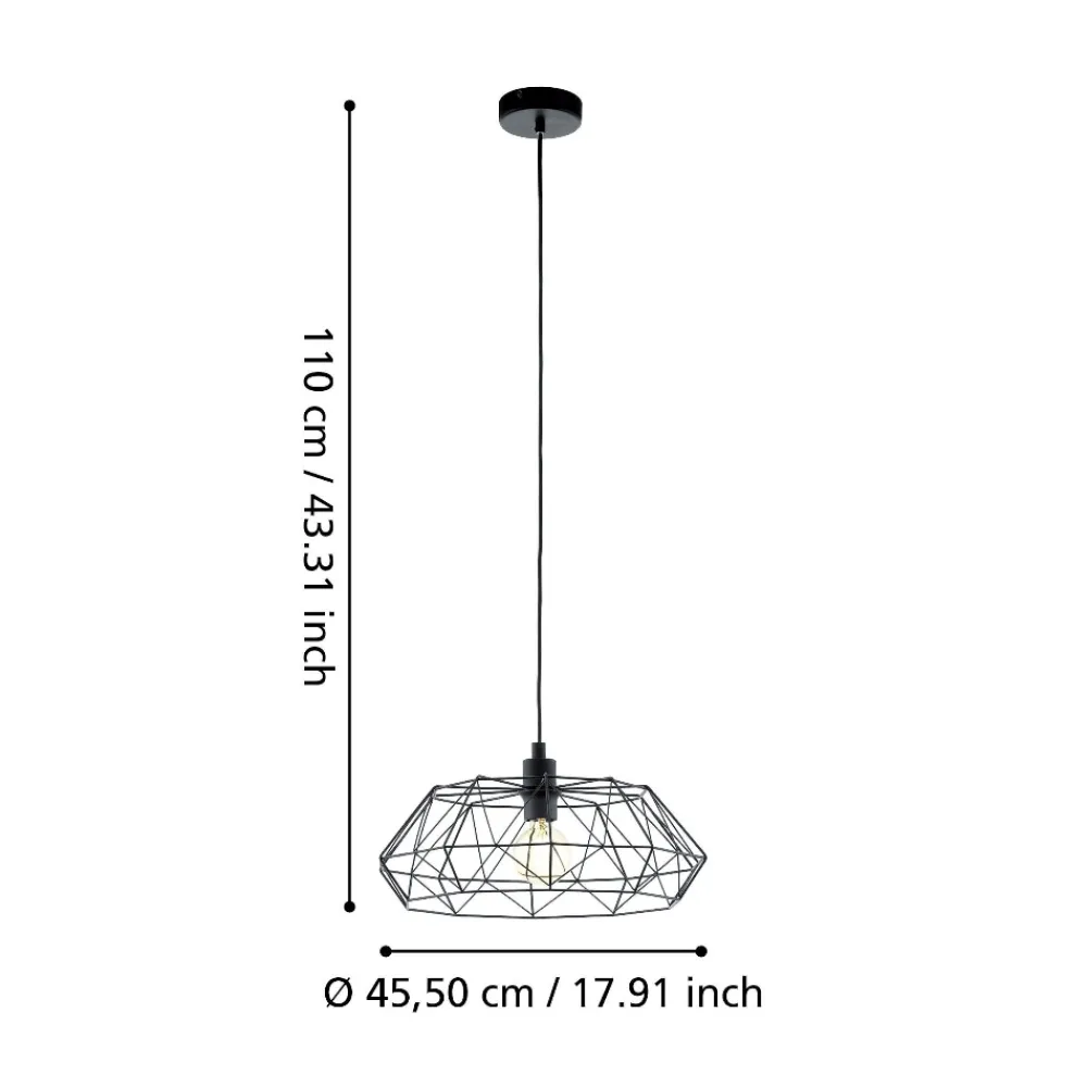 Lampadari Cucina-Eglo Lampadario per cucina nero carlton