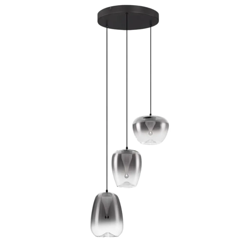 Lampadari Cucina-Selezionato da Mazzolaluce Lampadario per cucina nero led 3000k con 3 vetri design