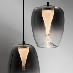 Lampadari Cucina-Selezionato da Mazzolaluce Lampadario per cucina nero led 3000k con 3 vetri design