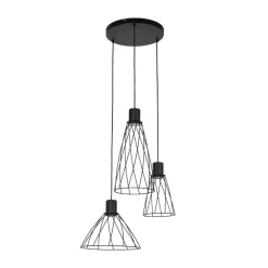 Lampadari Cucina-Selezionato da Mazzolaluce Lampadario per cucina nero tre elementi diffusori a gabbia