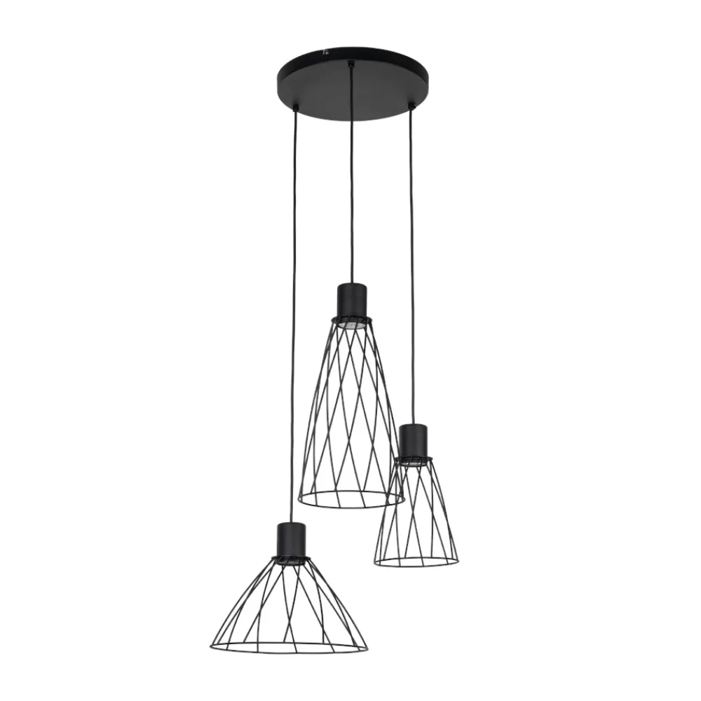 Lampadari Cucina-Selezionato da Mazzolaluce Lampadario per cucina nero tre elementi diffusori a gabbia