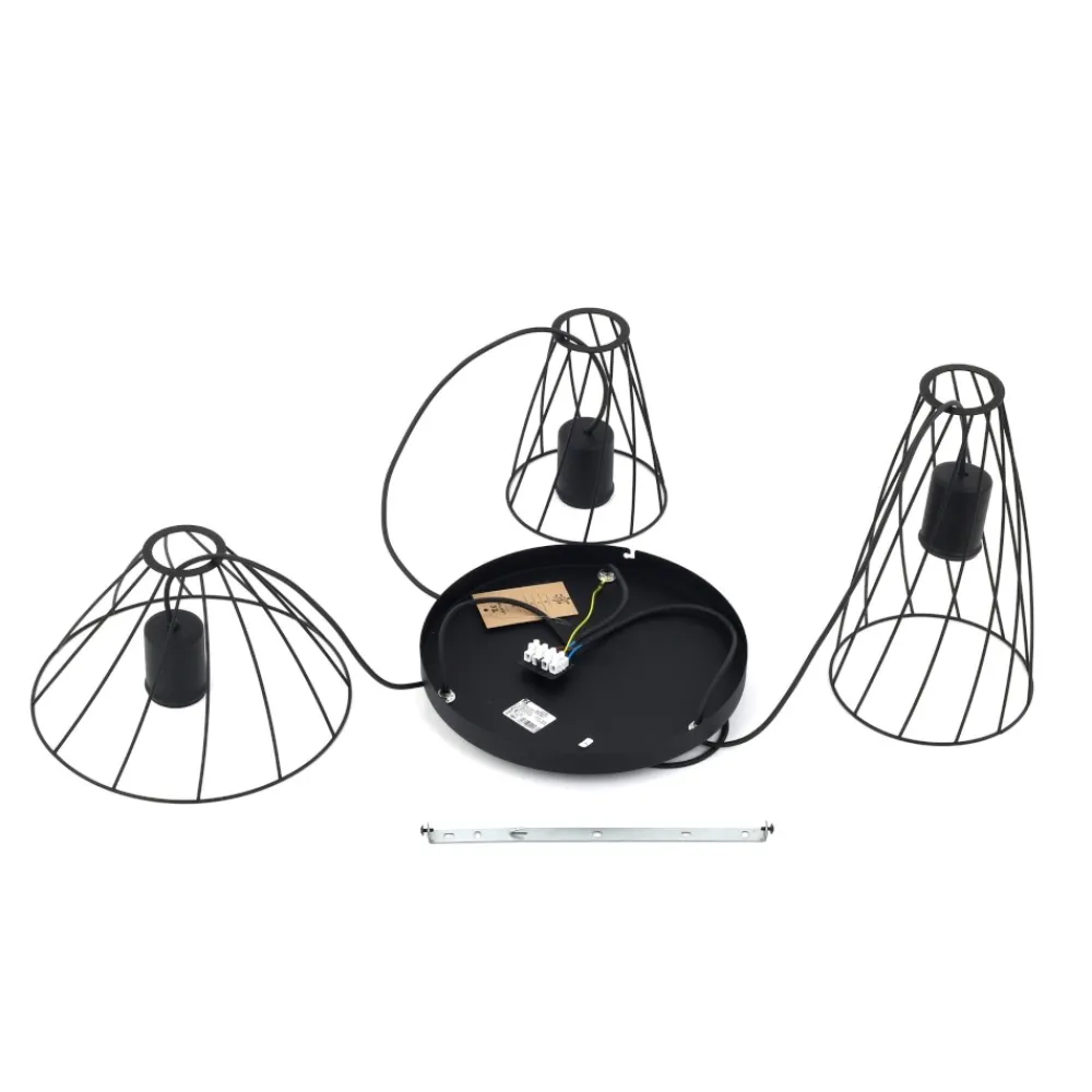 Lampadari Cucina-Selezionato da Mazzolaluce Lampadario per cucina nero tre elementi diffusori a gabbia