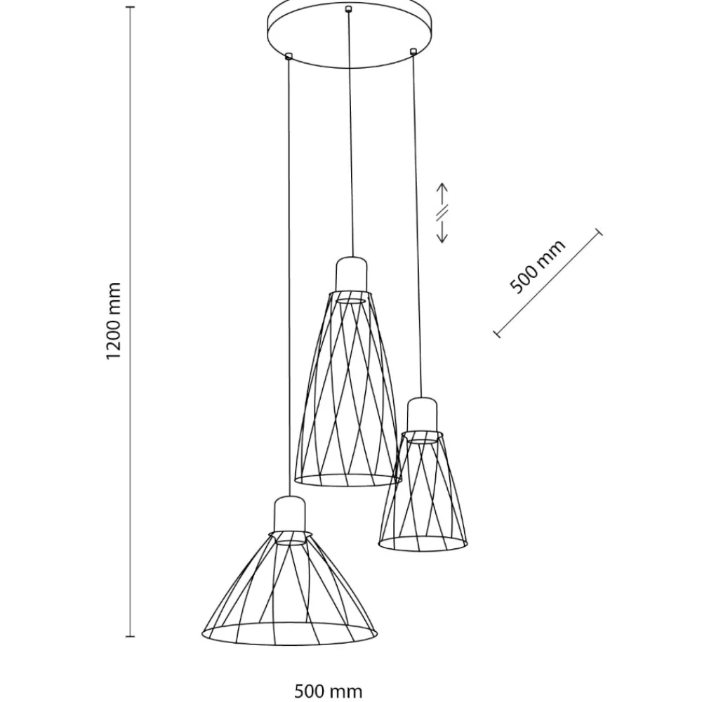 Lampadari Cucina-Selezionato da Mazzolaluce Lampadario per cucina nero tre elementi diffusori a gabbia