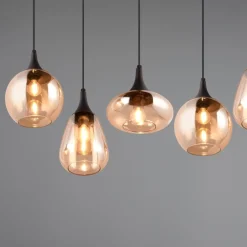 Lampadari Cucina-Selezionato da Mazzolaluce Lampadario per cucina portalampade vetro ambrato