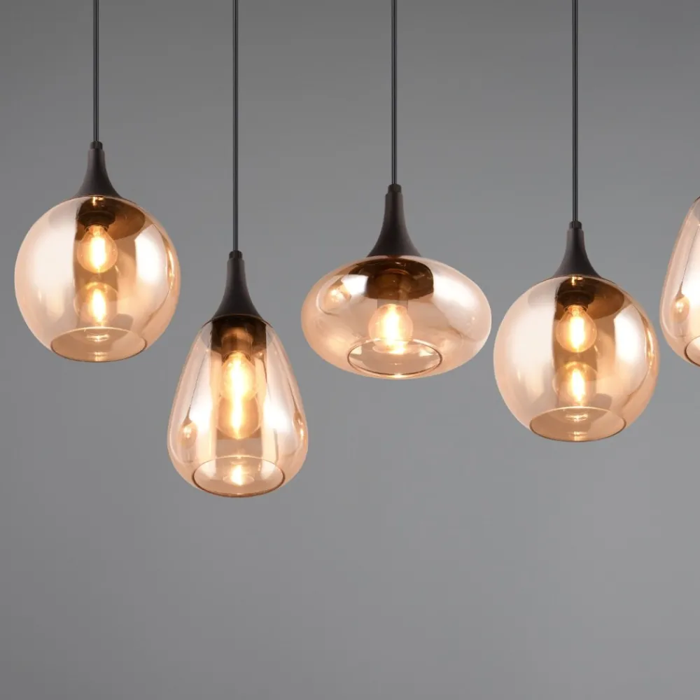 Lampadari Cucina-Selezionato da Mazzolaluce Lampadario per cucina portalampade vetro ambrato