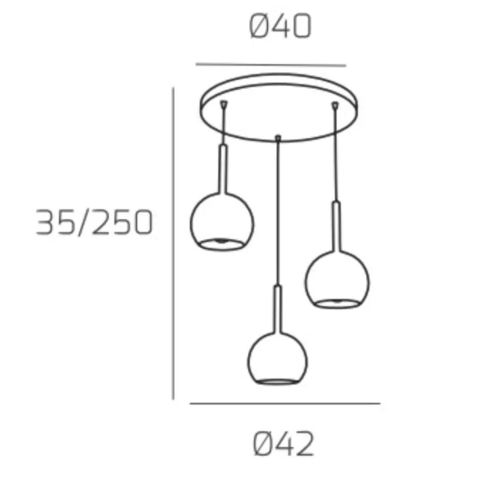Lampadari Cucina-Top Light Lampadario per cucina 3 sfere vetri rame cromo oro