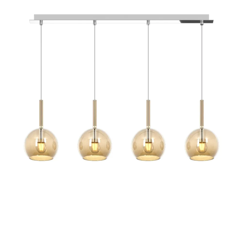 Lampadari Cucina-Top Light Lampadario per cucina vetri ambra 4 luci