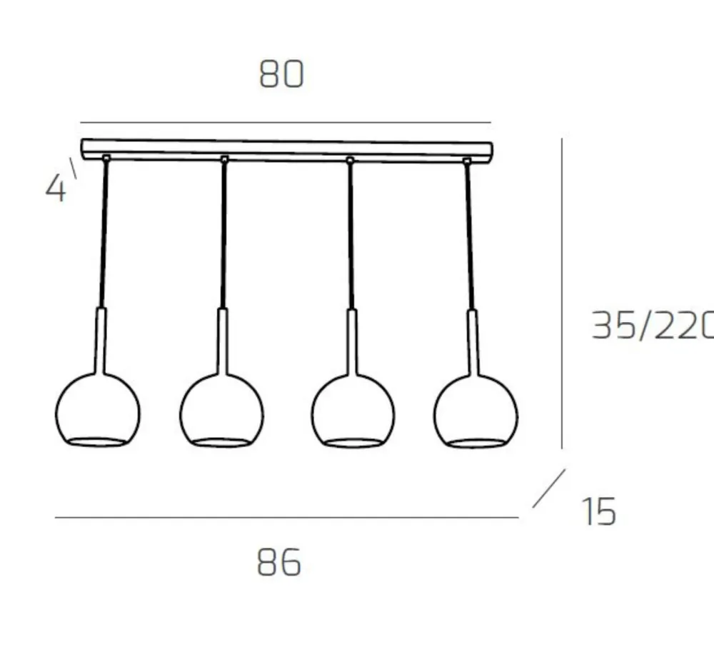 Lampadari Cucina-Top Light Lampadario per cucina vetri ambra 4 luci