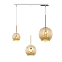 Lampadari Cucina-Top Light Lampadario per cucina 3 vetri ambra