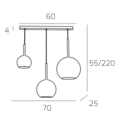 Lampadari Cucina-Top Light Lampadario per cucina 3 vetri ambra