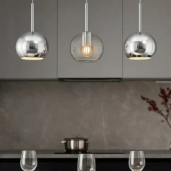 Lampadari Cucina-Top Light Lampadario per cucina vetri cromo trasparente