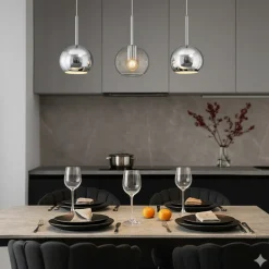 Lampadari Cucina-Top Light Lampadario per cucina vetri cromo trasparente