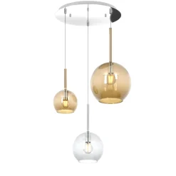 Lampadari Cucina-Top Light Lampadario per cucina vetri trasparente ambra