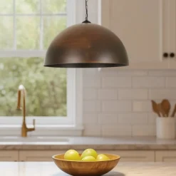 Lampadari Cucina-Selezionato da Mazzolaluce Lampadario per cucina vintage cupola marrone corten