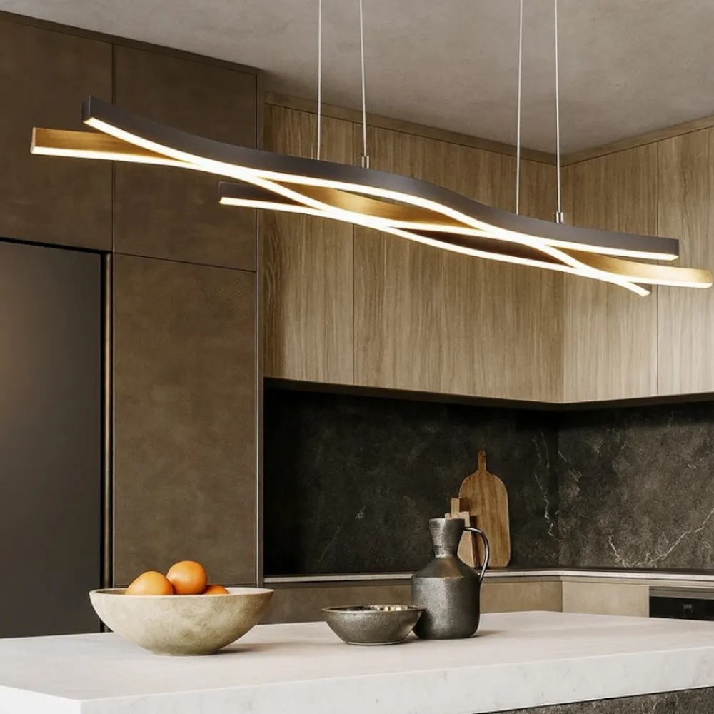Lampadari Cucina-Selezionato da Mazzolaluce Lampadario per cucine moderne led da 2300k a 4000k colore oro