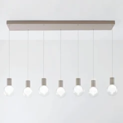 Lampadari Moderni-Vivida International Lampadario per datavolo da pranzo champagne 7 sopensione vetro led 3000k