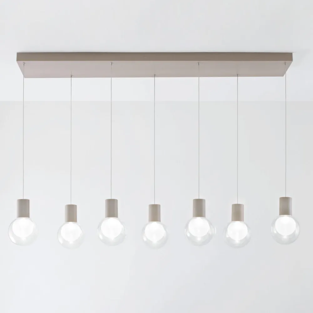Lampadari Moderni-Vivida International Lampadario per datavolo da pranzo champagne 7 sopensione vetro led 3000k