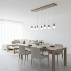 Lampadari Moderni-Vivida International Lampadario per datavolo da pranzo champagne 7 sopensione vetro led 3000k