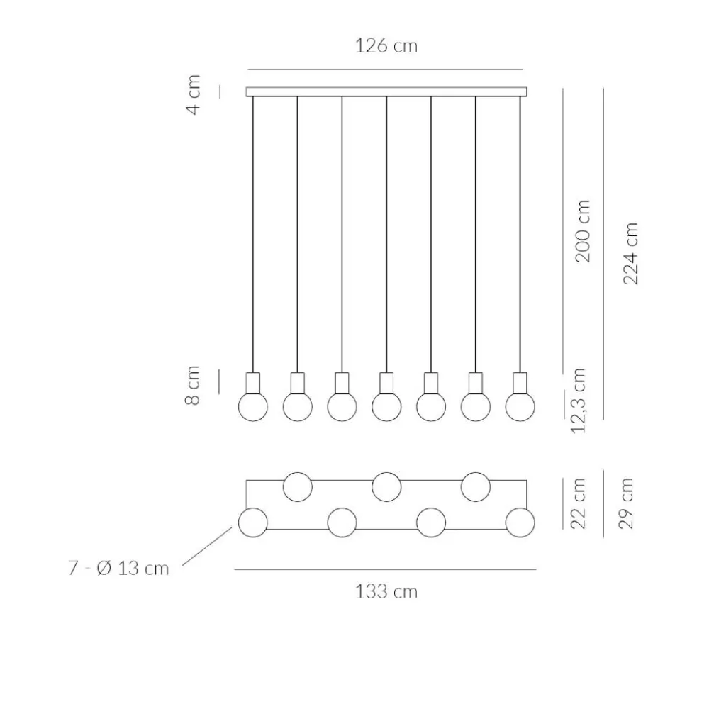 Lampadari Moderni-Vivida International Lampadario per datavolo da pranzo champagne 7 sopensione vetro led 3000k