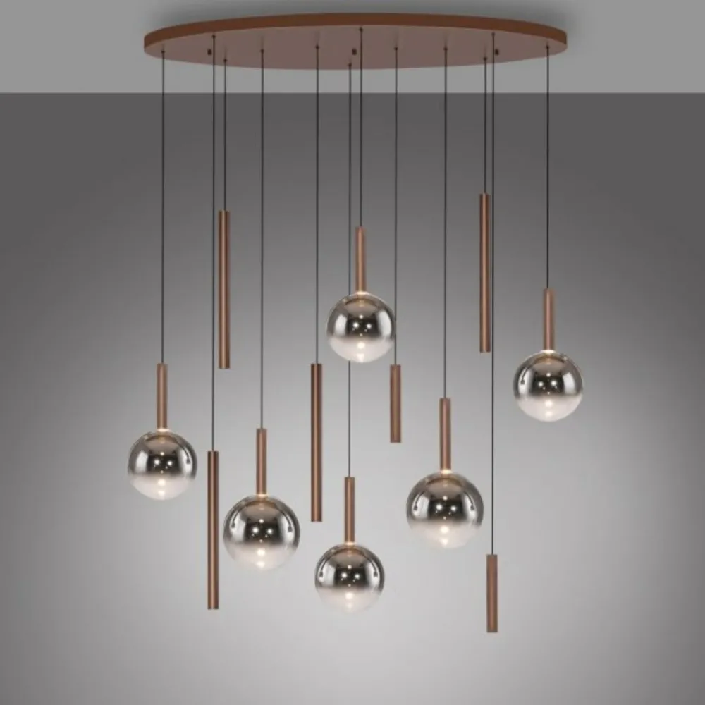 Lampadari Moderni-Selezionato da Mazzolaluce Lampadario per grande soggiorno moderno con pendenti