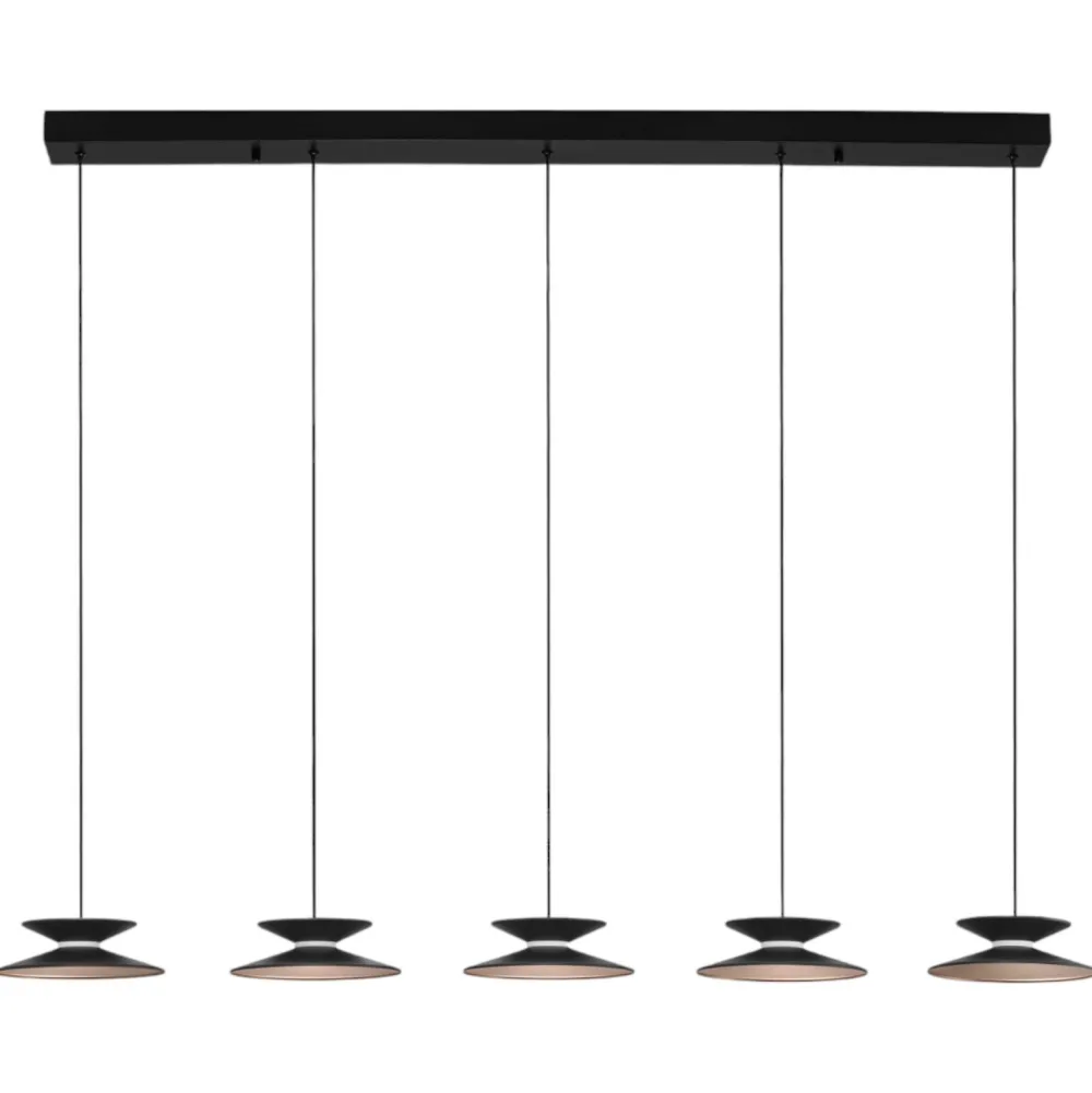 Lampadari Moderni-Selezionato da Mazzolaluce Lampadario per illuminare tavolo da soggiorno nero oro moderno