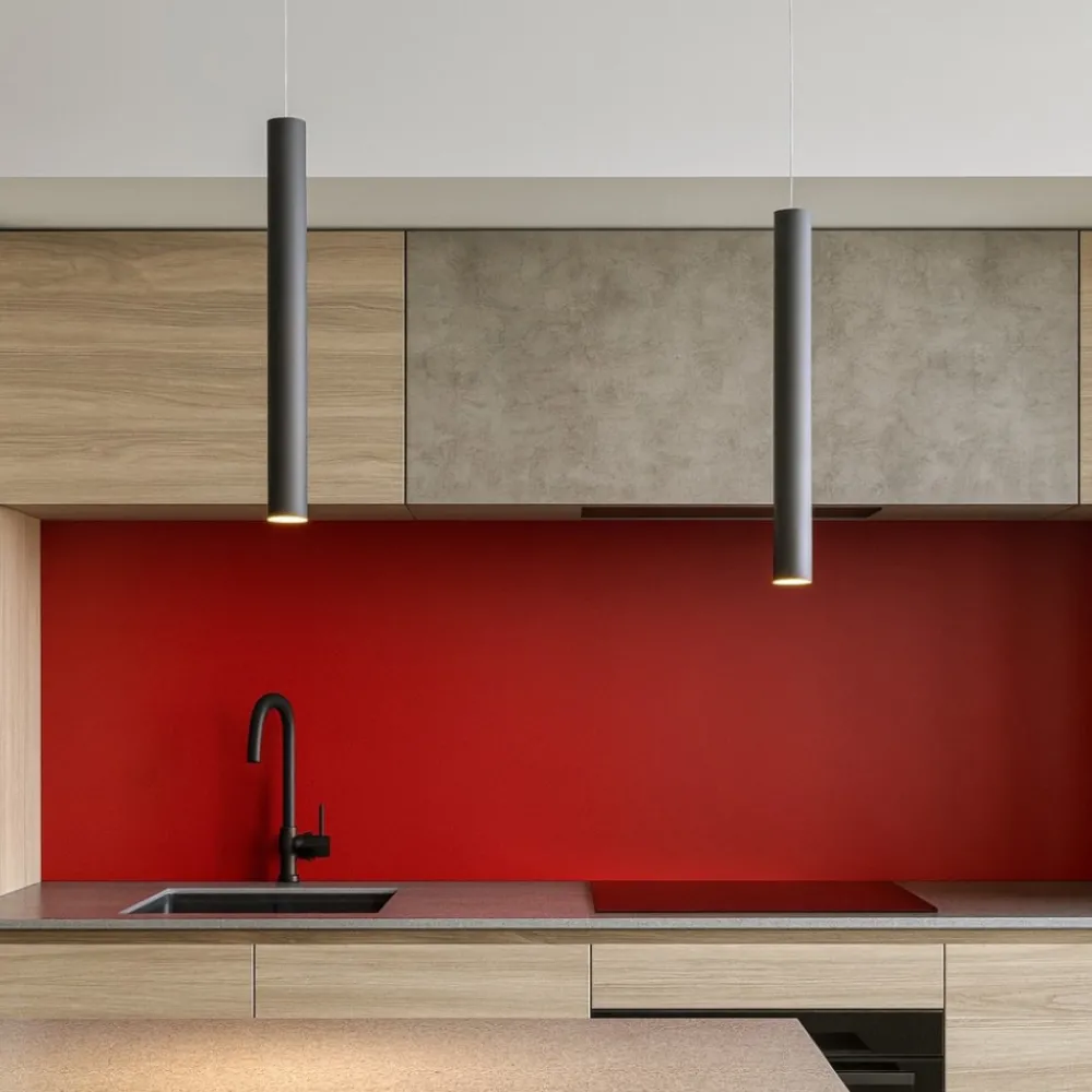 Lampadari Cucina-Top Light Lampadario per isola cucina con decentramento cilindri antracite