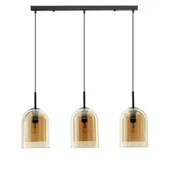 Lampadari Cucina-Selezionato da Mazzolaluce Lampadario per isola cucina doppi vetri ambra 3 luci
