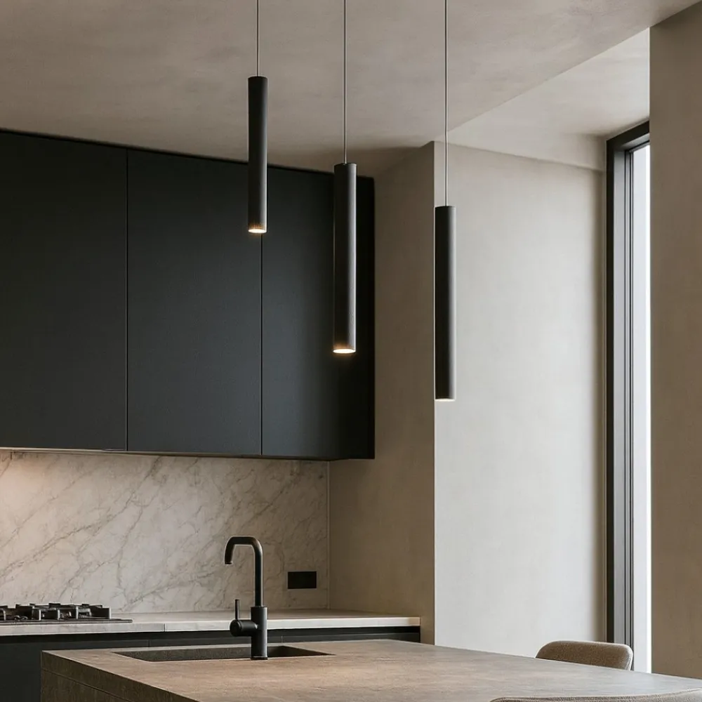 Lampadari Cucina-Top Light Lampadario per isola cucina neri decentrati