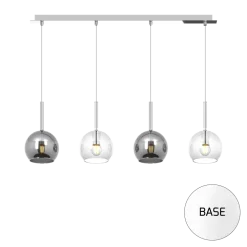 Lampadari Cucina-Top Light Lampadario per isola cucina vetri cromo trasparente base metallo bianco