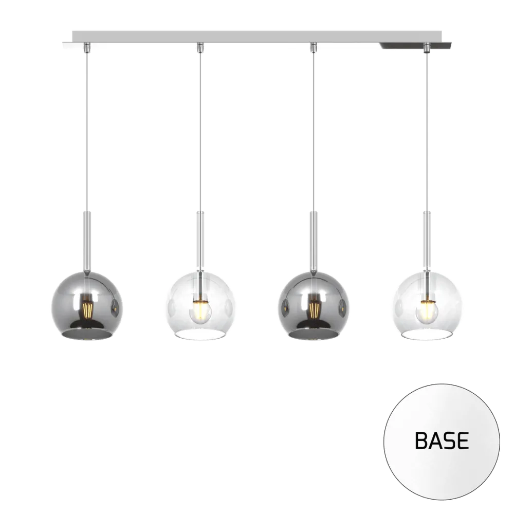 Lampadari Cucina-Top Light Lampadario per isola cucina vetri cromo trasparente base metallo bianco