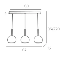 Lampadari Cucina-Top Light Lampadario per isola cucina vetri sfere trasparenti