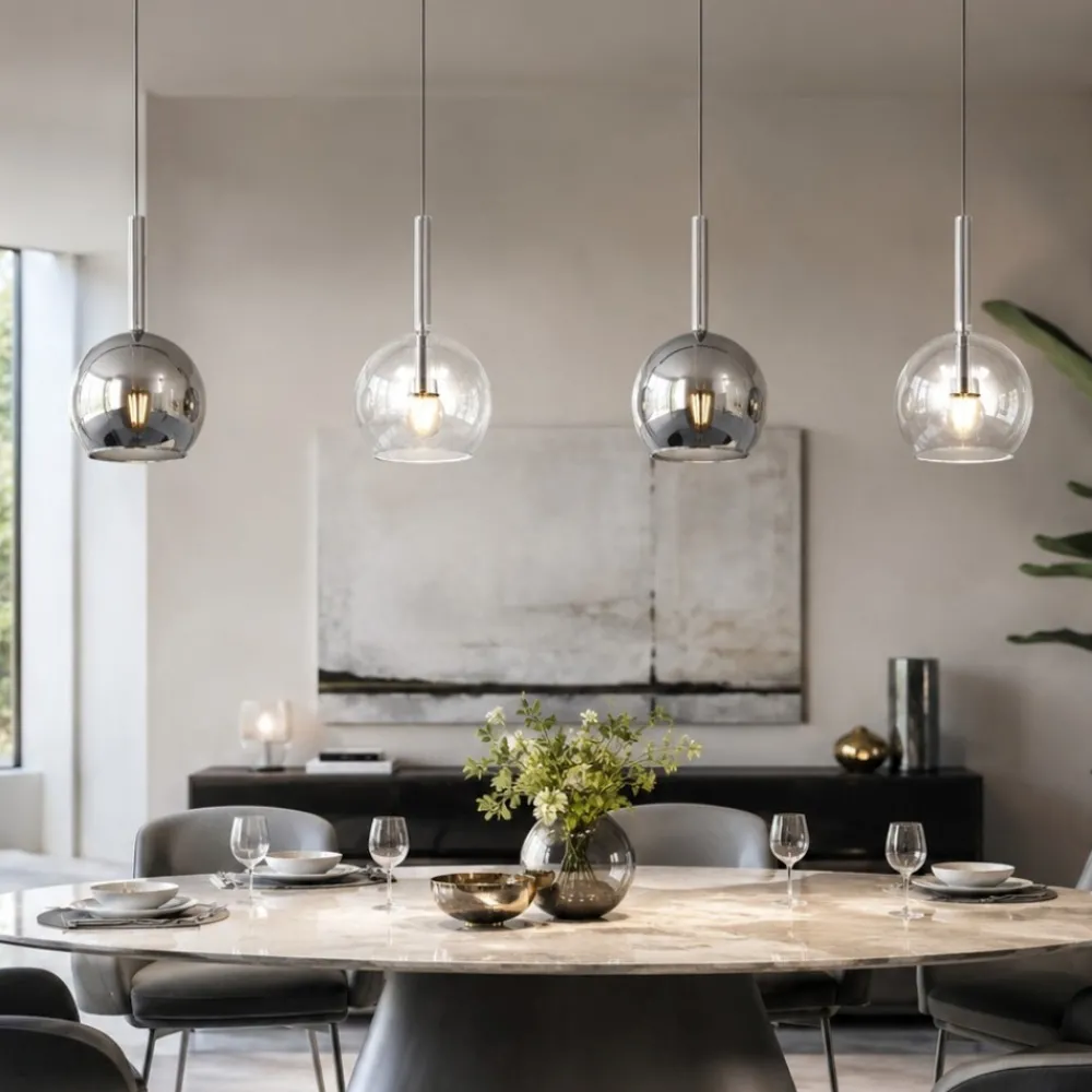 Lampadari Cucina-Top Light Lampadario per isola cucina vetri cromo trasparente