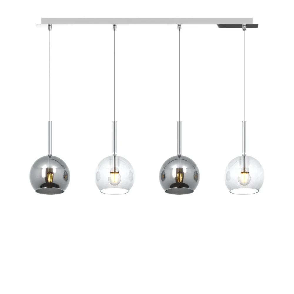 Lampadari Cucina-Top Light Lampadario per isola cucina vetri cromo trasparente