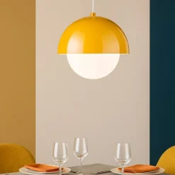 Lampadari Cucina-Selezionato da Mazzolaluce Lampadario per isola penisola cucina ocra a cupola 17 cm