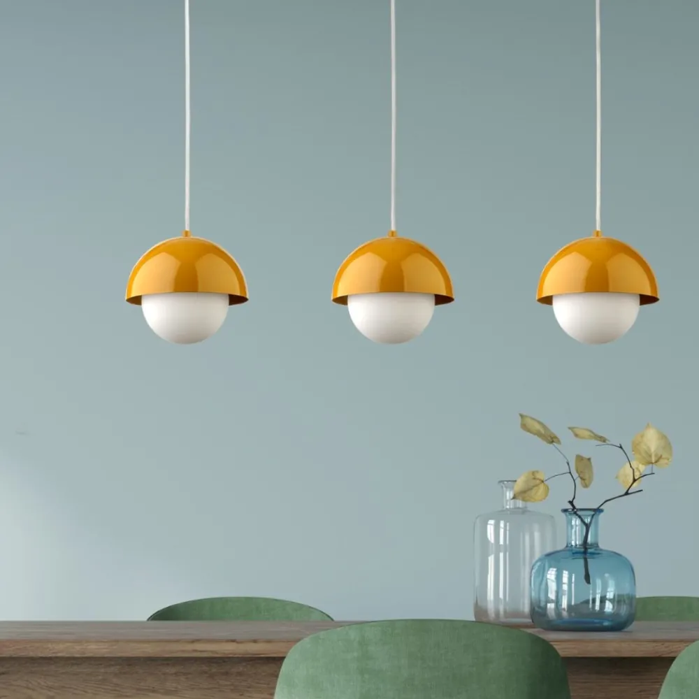 Lampadari Cucina-Selezionato da Mazzolaluce Lampadario per isola penisola cucina ocra a cupola 17 cm