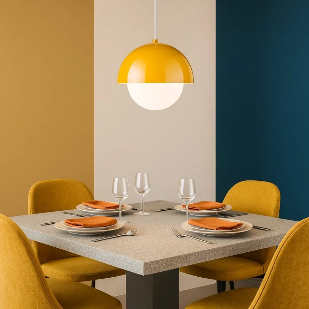 Lampadari Cucina-Selezionato da Mazzolaluce Lampadario per isola penisola cucina ocra a cupola 17 cm