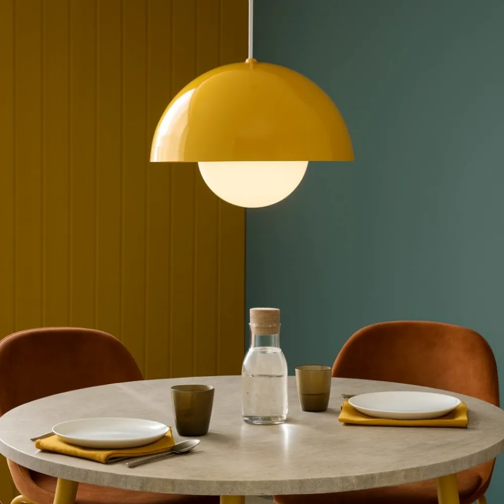 Lampadari Cucina-Selezionato da Mazzolaluce Lampadario per isola penisola cucina ocra a cupola 27 cm