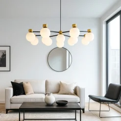 Lampadari Moderni-Selezionato da Mazzolaluce Lampadario per sala da pranzo stile contemporaneo nero oro