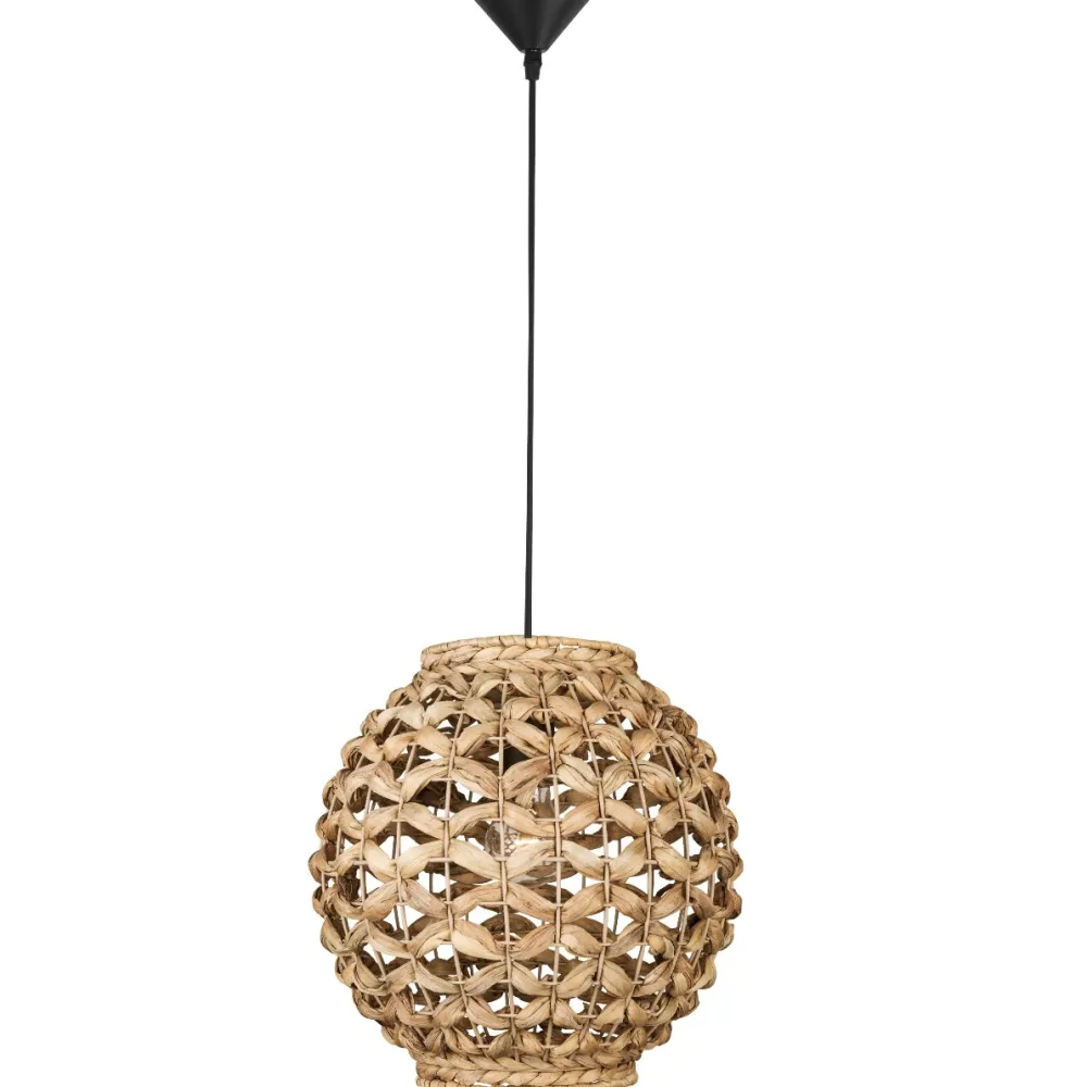 Lampadari Moderni-Selezionato da Mazzolaluce Lampadario per sala da pranzo sfera di rattan e giacinto essiccato