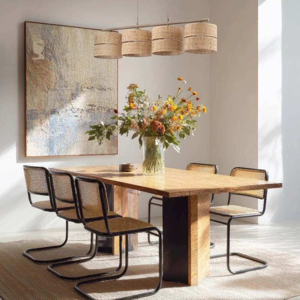 Lampadari Moderni-Selezionato da Mazzolaluce Lampadario per sala da pranzo paralumi di paglia
