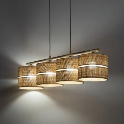 Lampadari Moderni-Selezionato da Mazzolaluce Lampadario per sala da pranzo paralumi di paglia
