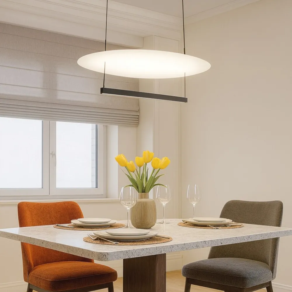 Lampadari Moderni-Selezionato da Mazzolaluce Lampadario per sala moderna nero led 55w dimmerabile 3000k