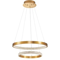 Lampadari Moderni-Selezionato da Mazzolaluce Lampadario per salone contemporaneo cerchi led oro