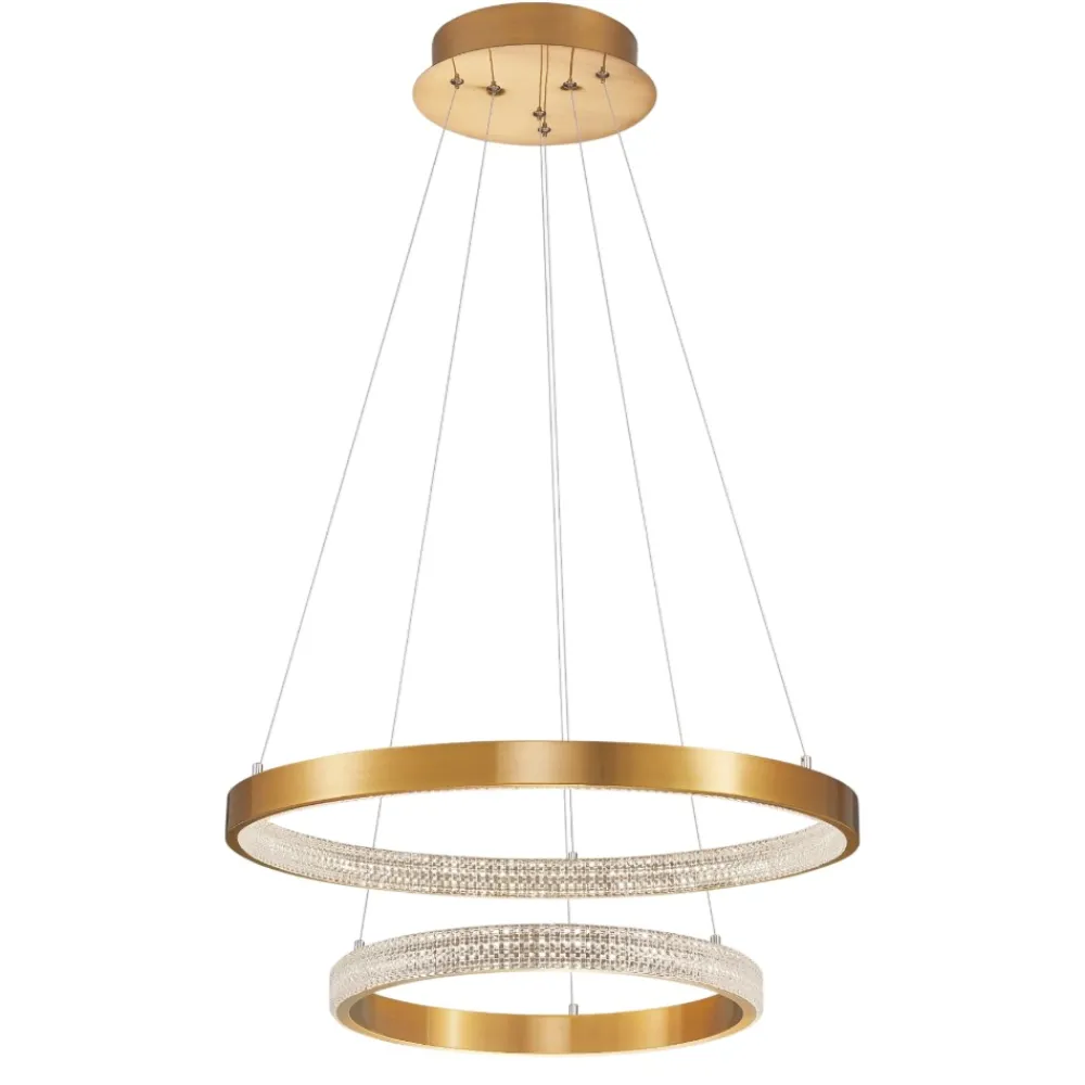 Lampadari Moderni-Selezionato da Mazzolaluce Lampadario per salone contemporaneo cerchi led oro