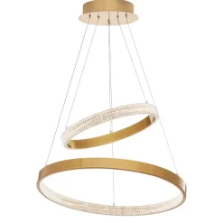 Lampadari Moderni-Selezionato da Mazzolaluce Lampadario per salone contemporaneo cerchi led oro