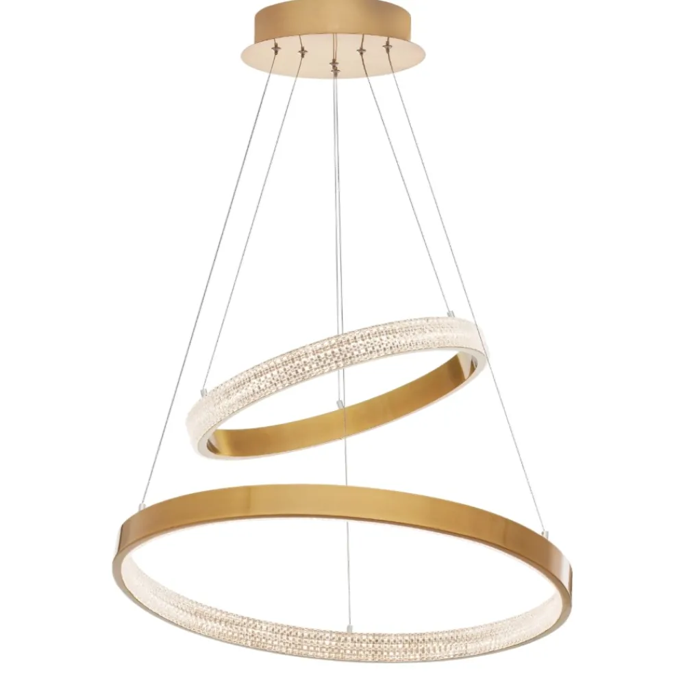 Lampadari Moderni-Selezionato da Mazzolaluce Lampadario per salone contemporaneo cerchi led oro